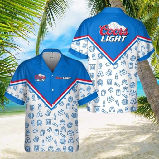 Coors Light Beer Hawaiian Shirt Drawing Pattern