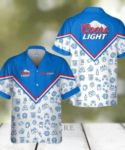 Coors Light Beer Hawaiian Shirt Drawing Pattern