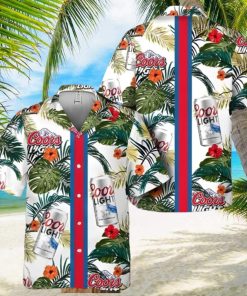 Coors Light Beer Hawaiian Shirt Tropical Foliage