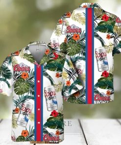 Coors Light Beer Hawaiian Shirt Tropical Foliage