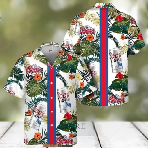 Coors Light Beer Hawaiian Shirt Tropical Foliage