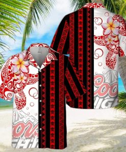 Coors Light Hawaiian Shirt Polynesian Blend Ocean Turtle