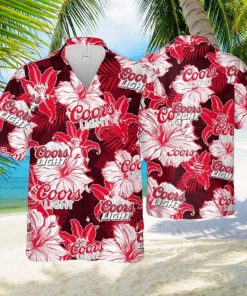 Coors Light Hawaiian Shirt Tropical Flower Pattern Practical Beach Gift