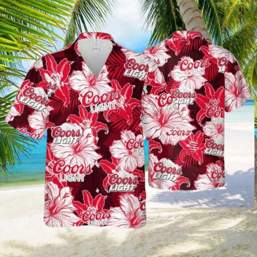 Coors Light Hawaiian Shirt Tropical Flower Pattern Practical Beach Gift