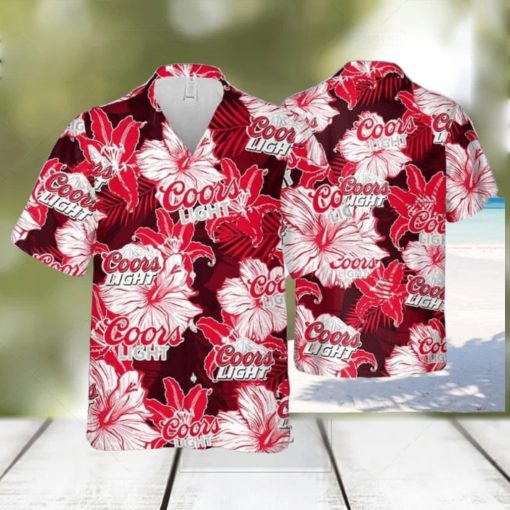 Coors Light Hawaiian Shirt Tropical Flower Pattern Practical Beach Gift