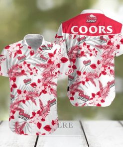 Coors Light Hawaiian Shirt Tropical Flowers All Over Print