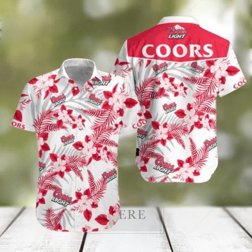 Coors Light Hawaiian Shirt Tropical Flowers All Over Print