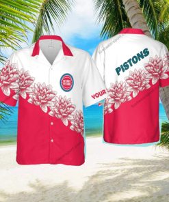 Custom Name NBA Detroit Pistons Top New AOP Hawaiian Shirt Flower Gift For Fans