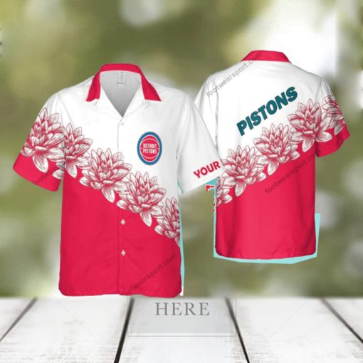 Custom Name NBA Detroit Pistons Top New AOP Hawaiian Shirt Flower Gift For Fans