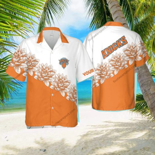 Custom Name NBA New York Knicks Traditional 3D Hawaiian Shirt Flower For Summer