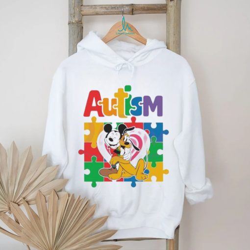 Cute Pluto Mickey Mouse Autism Heart puzzle shirt