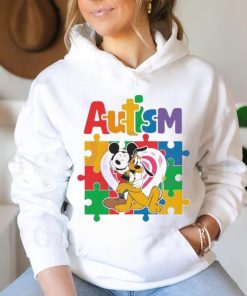 Cute Pluto Mickey Mouse Autism Heart puzzle shirt