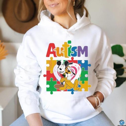 Cute Pluto Mickey Mouse Autism Heart puzzle shirt