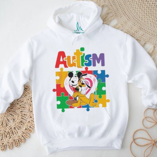 Cute Pluto Mickey Mouse Autism Heart puzzle shirt