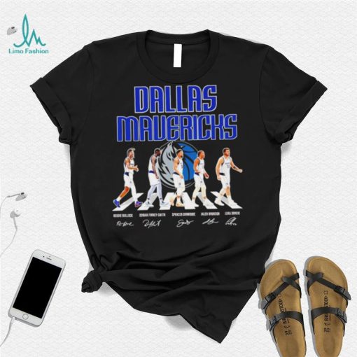 Dallas Mavericks men’s basketball famous player signatures logo 2024 shirt