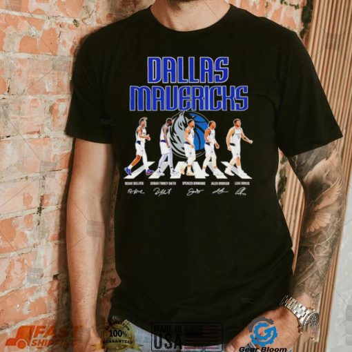 Dallas Mavericks men’s basketball famous player signatures logo 2024 shirt