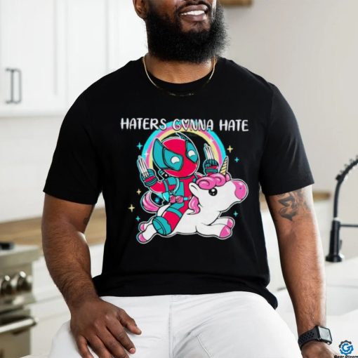 Deadpool and Wolverine and the unicorn haters gonna hate shirt