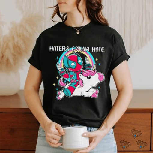 Deadpool and Wolverine and the unicorn haters gonna hate shirt