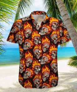 Discover Cool Fire Skull Pattern Aloha Hawaiian Shirt For Men Women