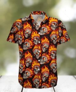 Discover Cool Fire Skull Pattern Aloha Hawaiian Shirt For Men Women