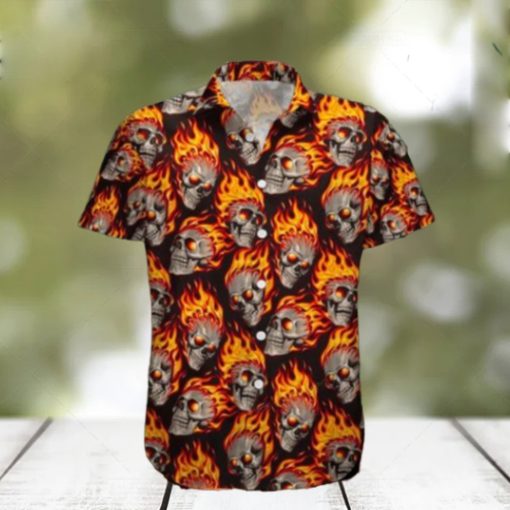 Discover Cool Fire Skull Pattern Aloha Hawaiian Shirt For Men Women