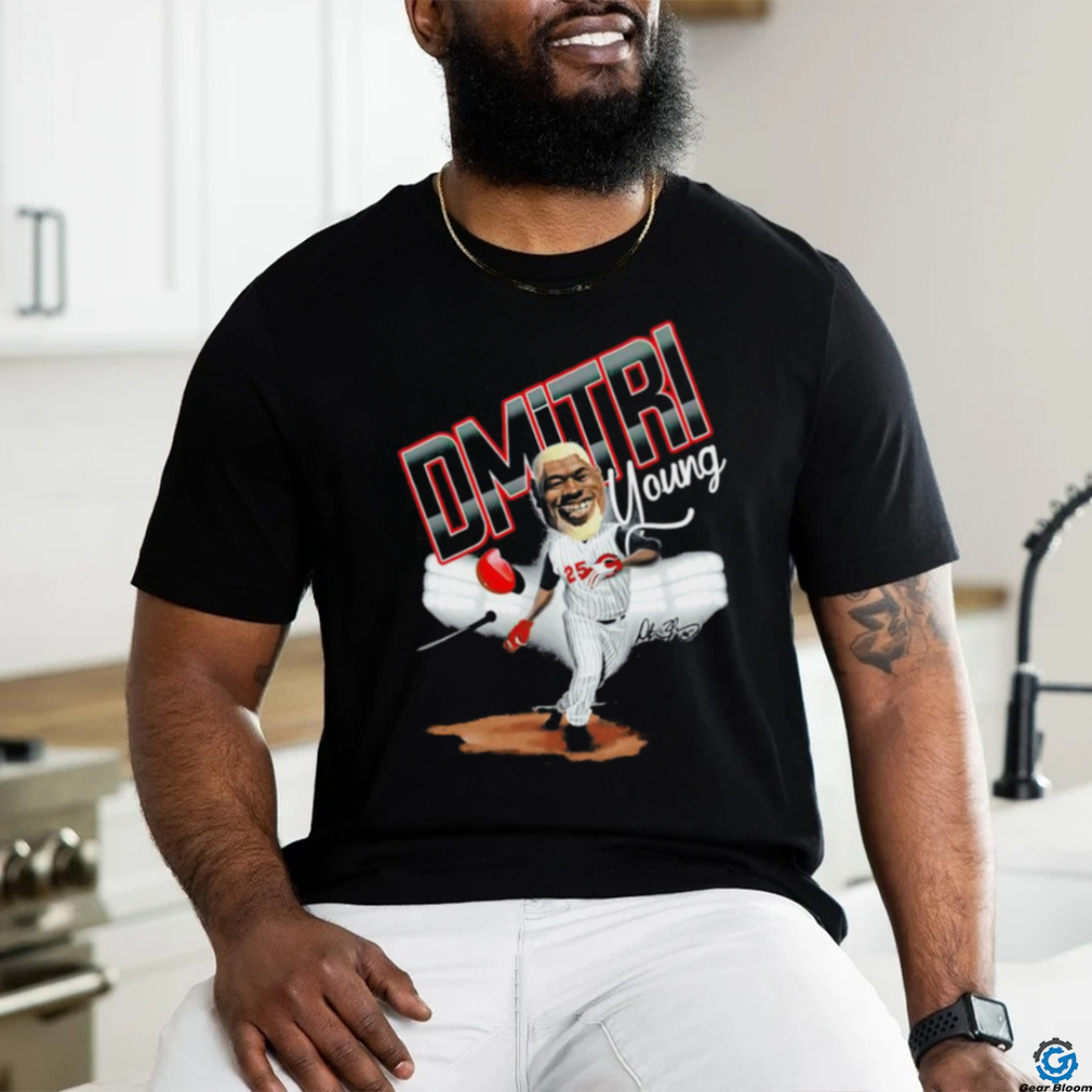 Dmitri Young cartoon hall of heroes signature shirt Dmitri Young cartoon hall of heroes signature shirt
