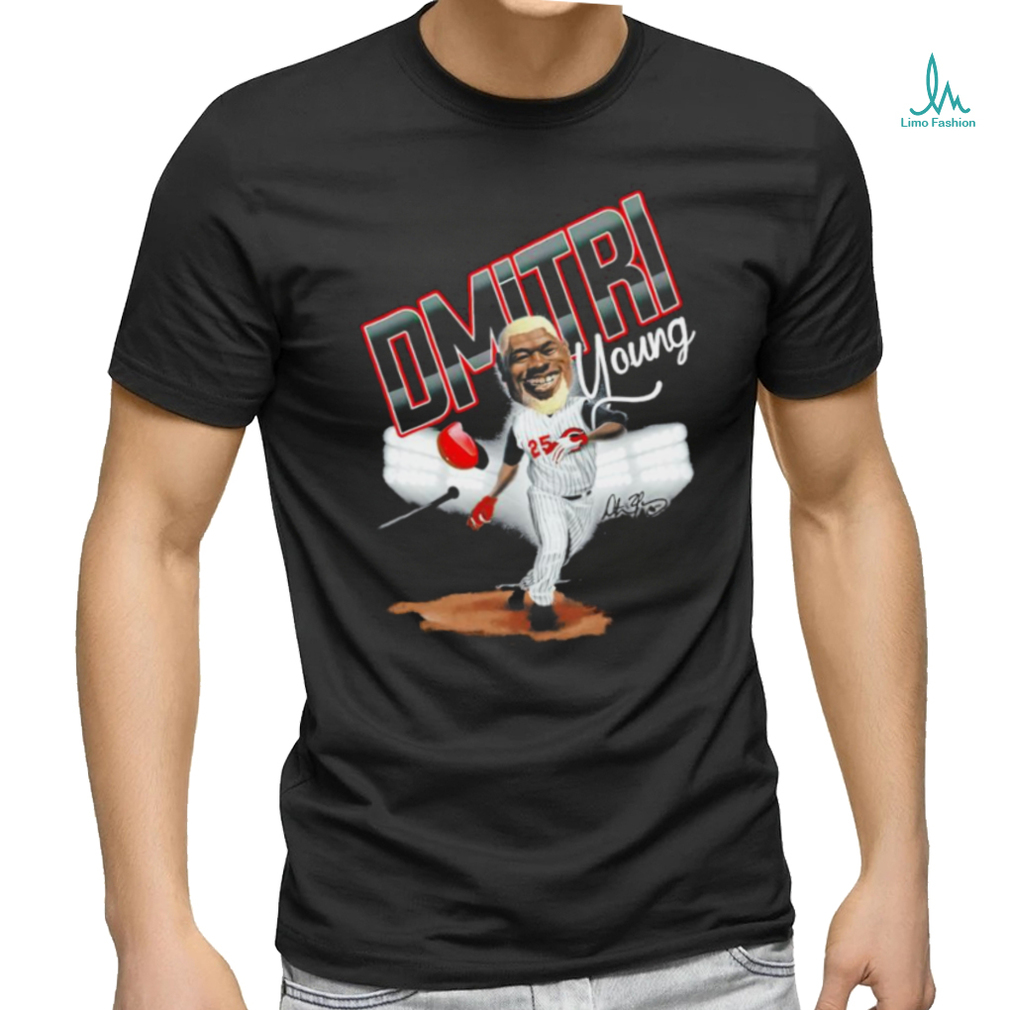 Dmitri Young cartoon hall of heroes signature shirt Dmitri Young cartoon hall of heroes signature shirt
