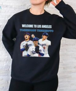 Dodgers Welcome To Los Angeles Yoshinobu Yamamoto 3.4 Sleeve Raglan shirt