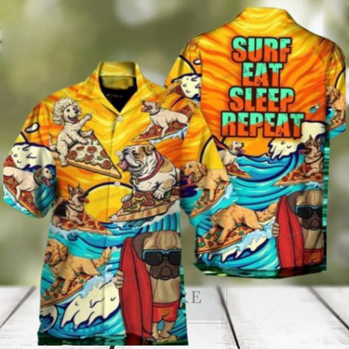 Dog Lovers Surfing Surf Eat Sleep Repeat Art Style Hawaiian Shirt Style Gift