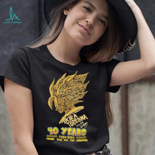 Dragon Ball Z 40 Years 1984 2024 Toriyama Akira Name Character Son Goku Thank You For The Memories Signature Shirt