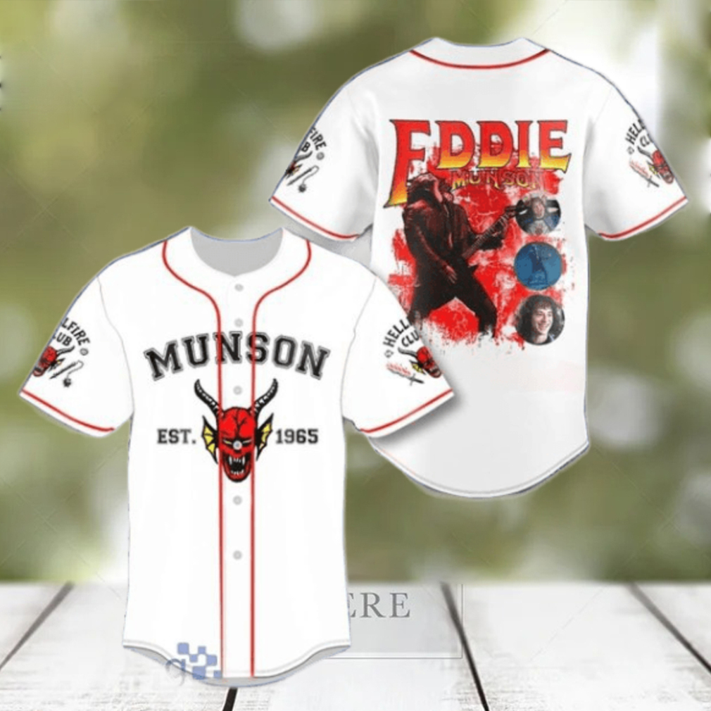 Eddie Munson 1965 Hellfire Guitar Jersey Baseball Shirt Style Gift Shirt Eddie Munson 1965 Hellfire Guitar Jersey Baseball Shirt Style Gift Shirt
