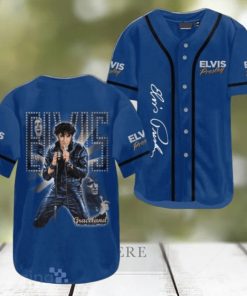Elvis Presley Graceland Blue Jersey Baseball Shirt Style Gift Shirt