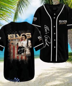 Elvis Presley US Flag Black Jersey Baseball Shirt Style Gift Shirt