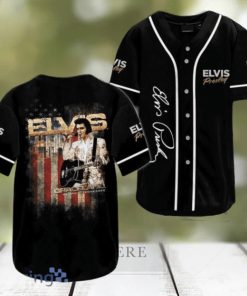 Elvis Presley US Flag Black Jersey Baseball Shirt Style Gift Shirt