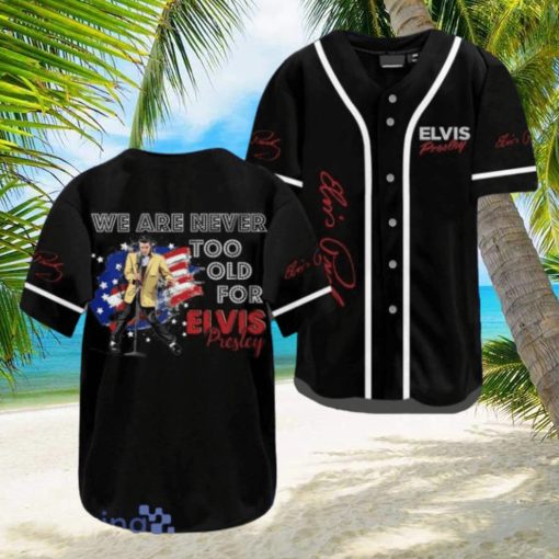 Elvis Presley With America Flag Black Jersey Baseball Shirt Style Gift Shirt