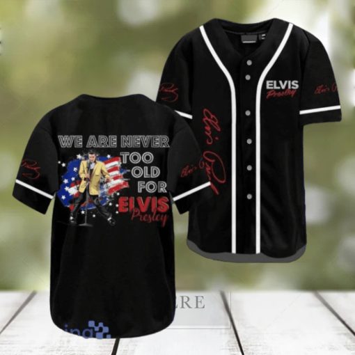 Elvis Presley With America Flag Black Jersey Baseball Shirt Style Gift Shirt