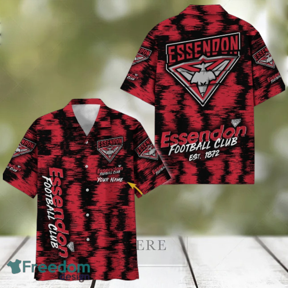 Essendon Bombers AFL Hawaiian Shirt Trending Design Custom Name Essendon Bombers AFL Hawaiian Shirt Trending Design Custom Name