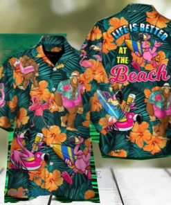 Flamingo Bigfoot Life Is Better At The Beach Tropical Style Hawaiian Shirt Style Gift