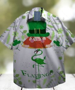 Flamingo Lucky LePrechaun St. Patrick day Hawaiian Shirt Hibiscus