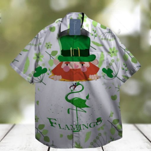 Flamingo Lucky LePrechaun St. Patrick day Hawaiian Shirt Hibiscus