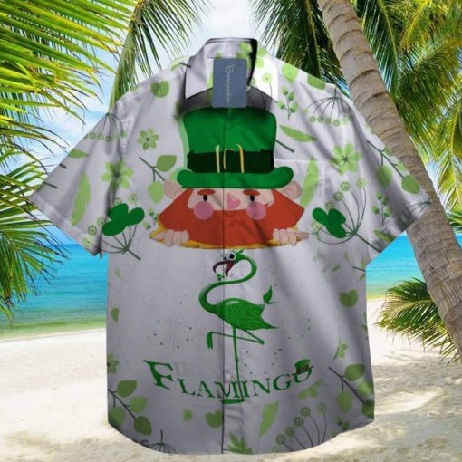 Flamingo Lucky LePrechaun St. Patrick day Hawaiian Shirt Hibiscus