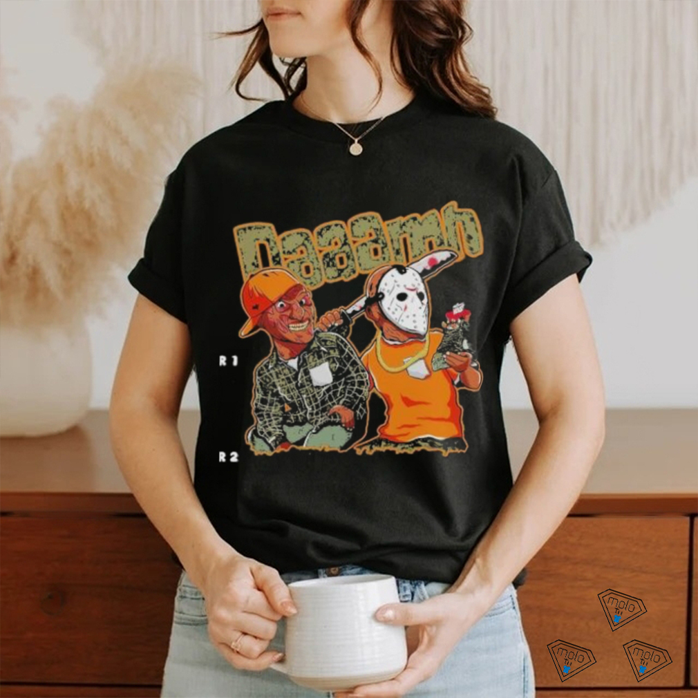 Freddy Krueger vs Jason Voorhees Holding Jordan 5 Daaamh vector shirt Freddy Krueger vs Jason Voorhees Holding Jordan 5 Daaamh vector shirt