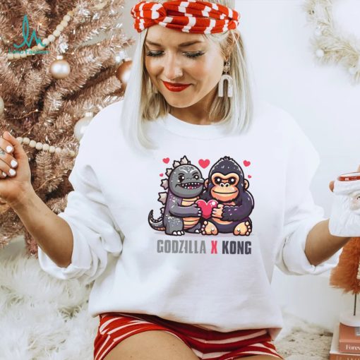 Funny Godzilla x Kong Love Heart Shirt