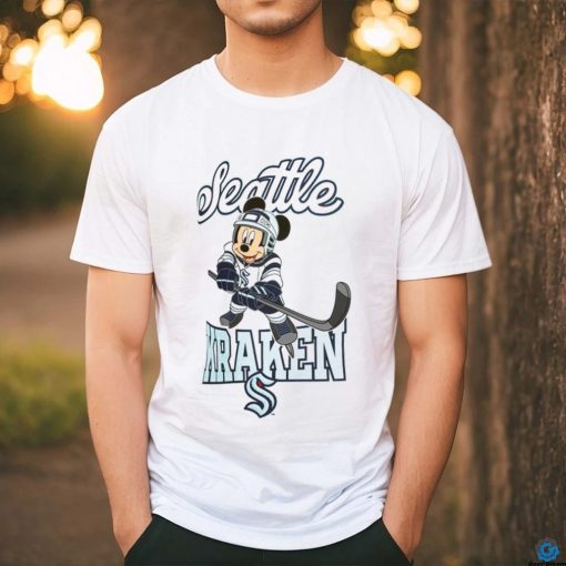 Girls Youth Seattle Kraken White Mickey Mouse Go Team Go T Shirt