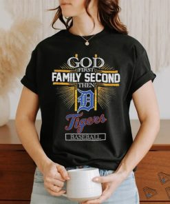 God first family second then Detroit Tigers baseball glitter shirt