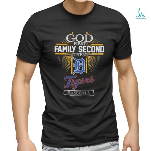 God first family second then Detroit Tigers baseball glitter shirt