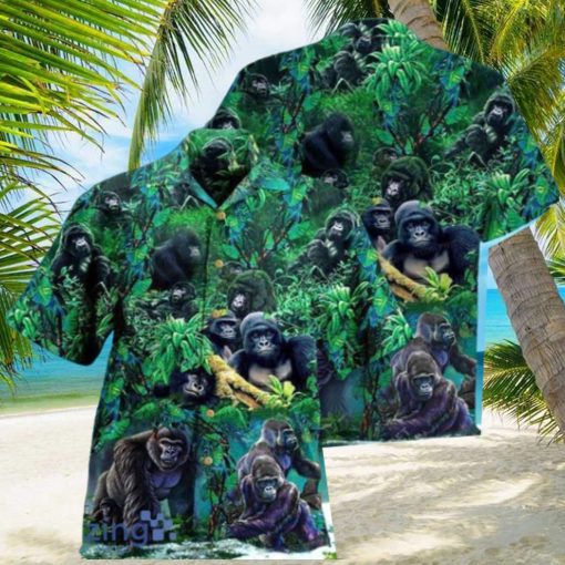 Gorilla Animals Family Of Gorillas In The Jungle Hawaiian Shirt Impressive Gift