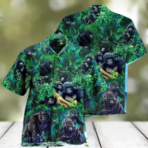 Gorilla Animals Family Of Gorillas In The Jungle Hawaiian Shirt Impressive Gift