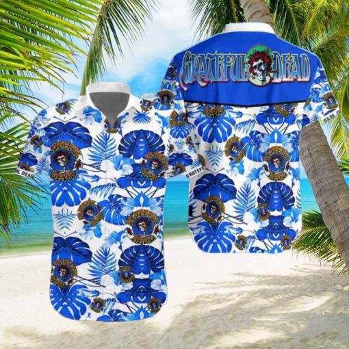 Grateful Dead Hibiscus Tropical Blue White 2024 Trendy Hawaiian Shirt