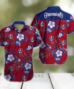 Grateful Dead Hibiscus Tropical Skull Blue Red 2024 Trendy Hawaiian Shirt